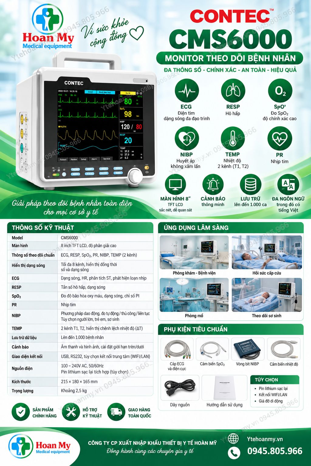 Monitor theo dõi bệnh nhân Contec CMS6000